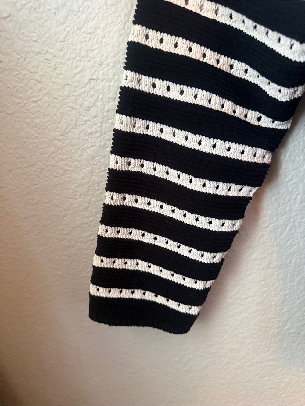 Love Trend Black Cardigan with White Crochet Stripes - Picture 4 of 6